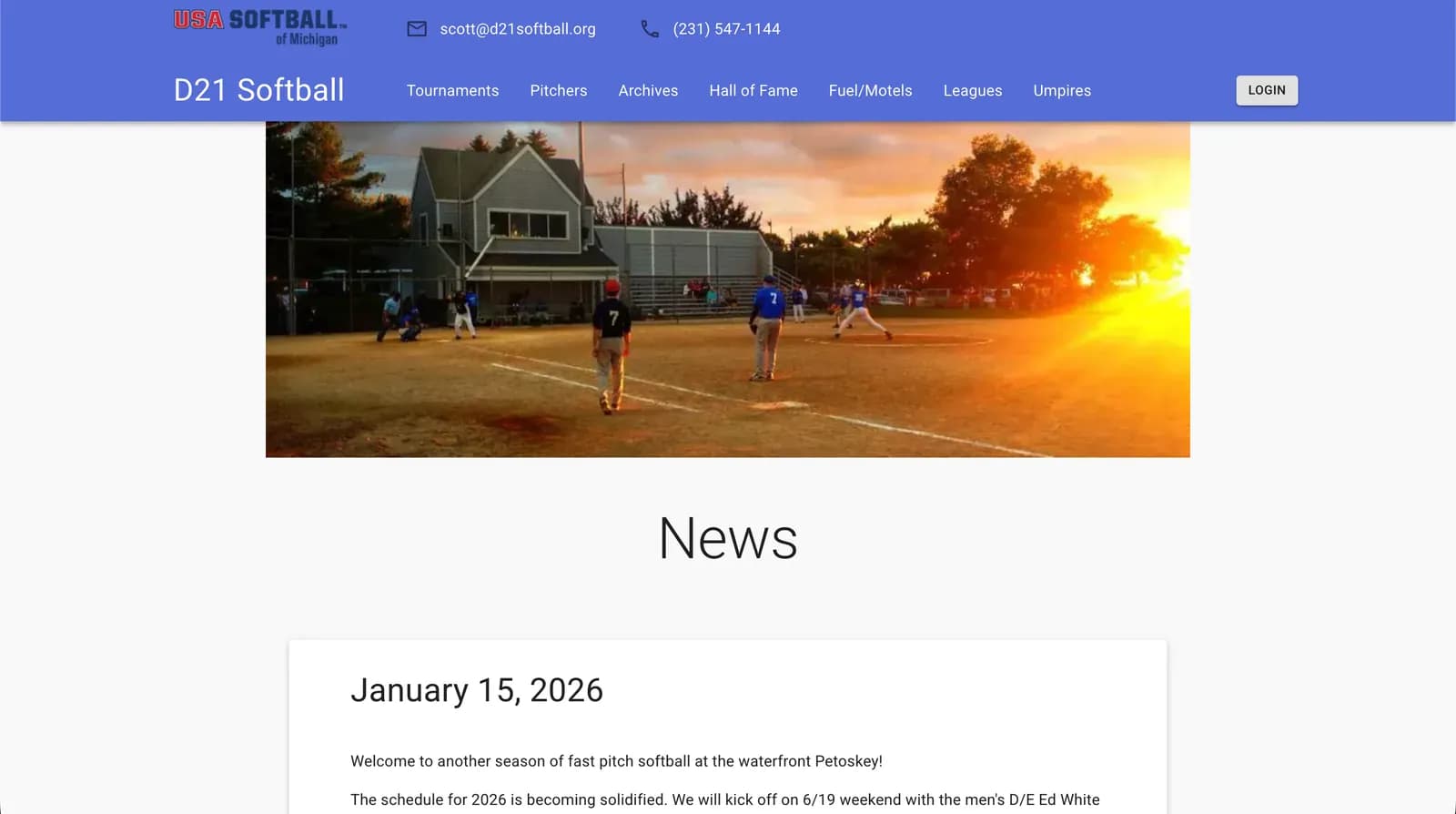 D21 Softball sports league registration portal