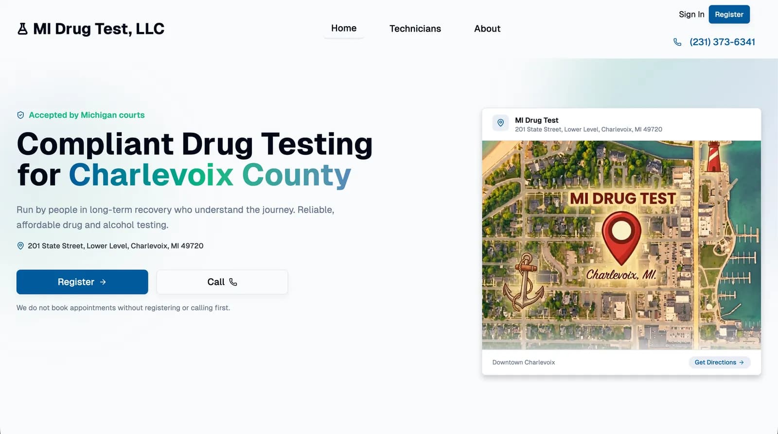MI Drug Test dashboard interface